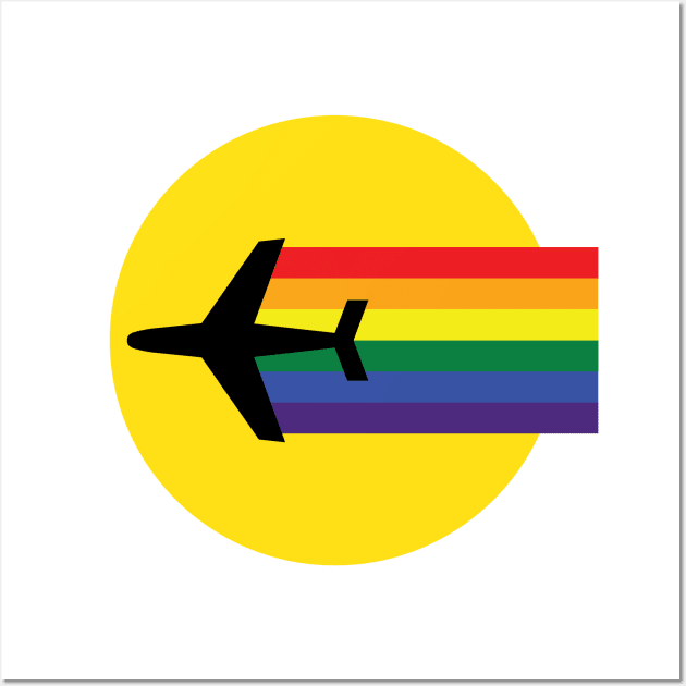 Airplane Rainbow Flight (RGB Color) Wall Art by inotyler